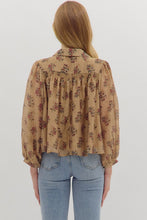 Load image into Gallery viewer, TAUPE BOTANICAL BLOUSE
