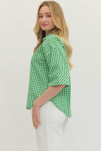 Load image into Gallery viewer, GREEN GINGHAM 3/4 SLEEVE
