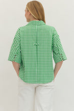 Load image into Gallery viewer, GREEN GINGHAM 3/4 SLEEVE
