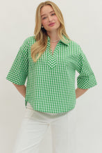 Load image into Gallery viewer, GREEN GINGHAM 3/4 SLEEVE

