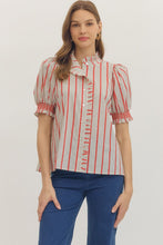 Load image into Gallery viewer, RED STRIPE PUFF SHORT SLEEVE TOP
