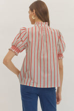 Load image into Gallery viewer, RED STRIPE PUFF SHORT SLEEVE TOP
