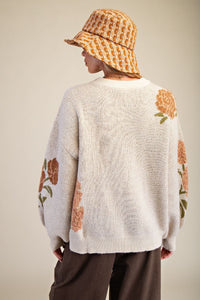 OATMEAL FLORAL SWEATER