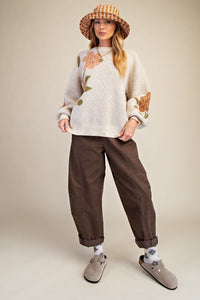 OATMEAL FLORAL SWEATER