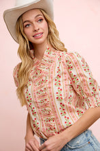 Load image into Gallery viewer, RED FLORAL PUFF SLEEVE TOP
