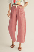 Load image into Gallery viewer, RED PIN STRIPE BARREL PANT
